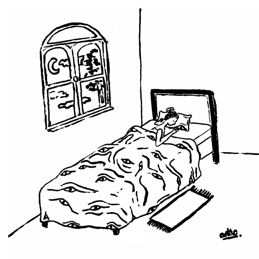 Cama de ojos — viñeta de antto.