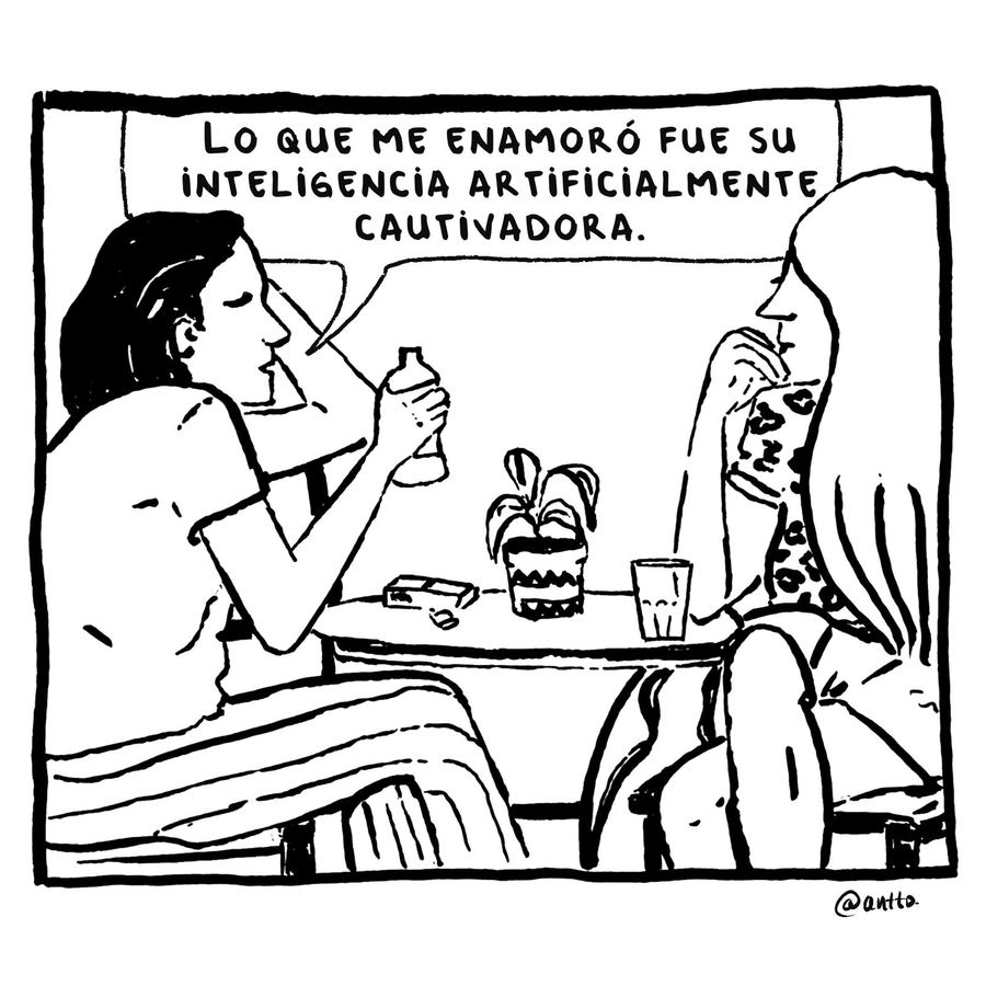 Inteligencia artificialmente cautivadora — viñeta de antto.