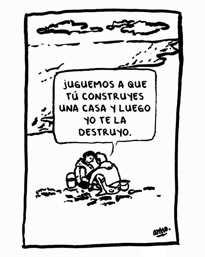 Juguemos a que tú construyes una casa — viñeta de antto.